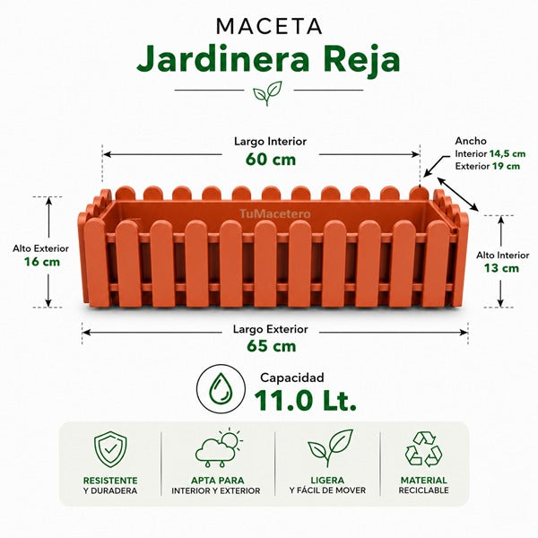 Jardinera Reja Rosada