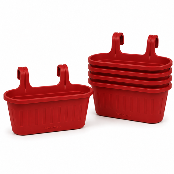 Jardinera Balcón Doble Rojo