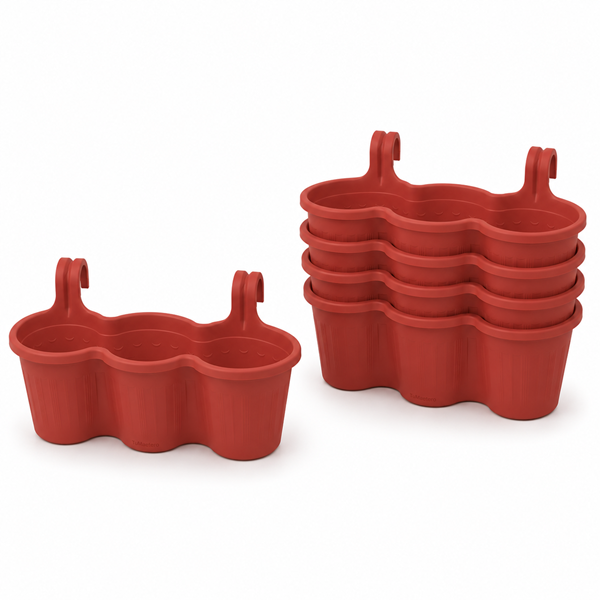 Jardinera Balcón Triple Roja