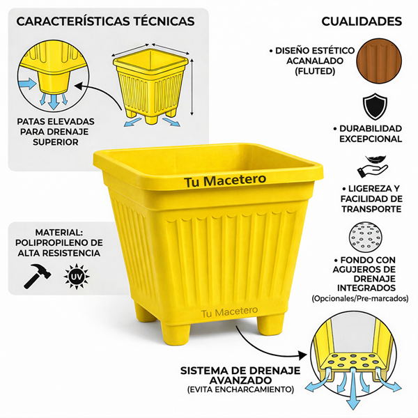 Macetero Plástico Cuadrado 15 cm