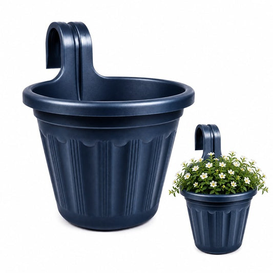 Jardinera Balcón Simple Azul Metalizado