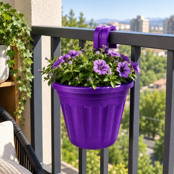 Jardinera Balcón Simple Morado Metalizado