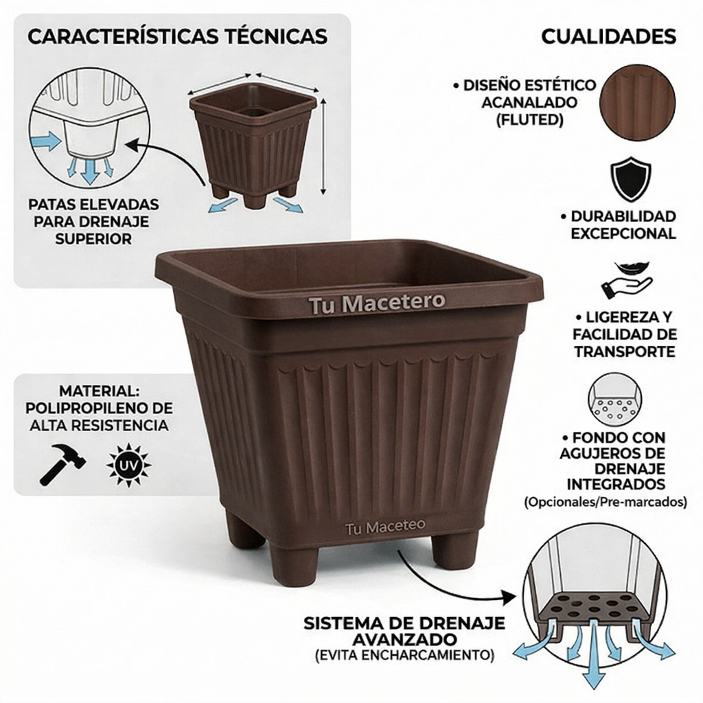 Macetero Plástico Cuadrado 10 cm