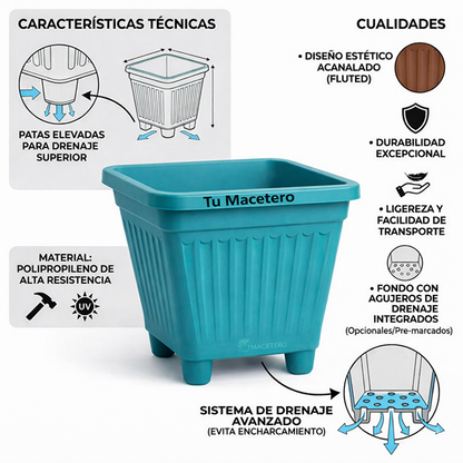 Macetero Plástico Cuadrado 30 cm