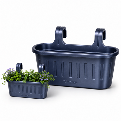 Jardinera Balcón Doble Azul Metalizado