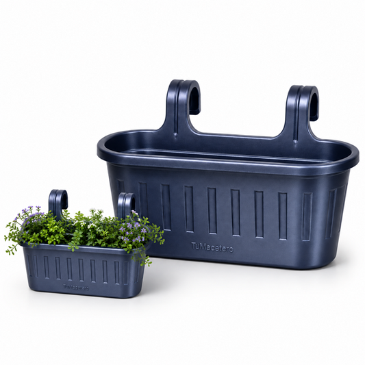 Jardinera Balcón Doble Azul Metalizado