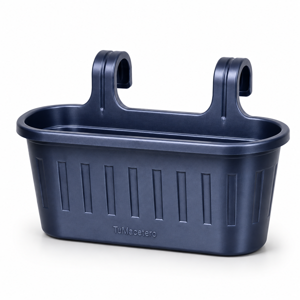 Jardinera Balcón Doble Azul Metalizado