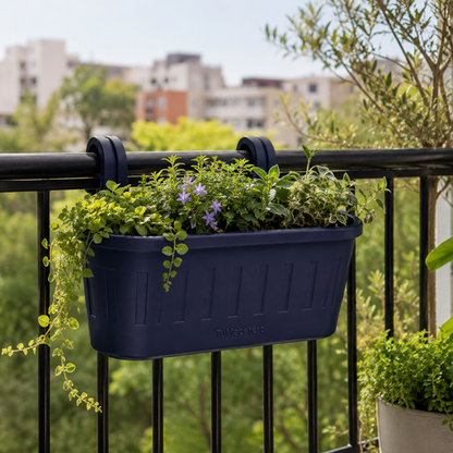 Jardinera Balcón Doble Azul Metalizado