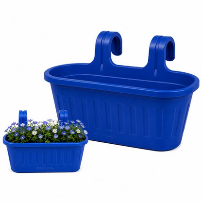Jardinera Balcón Doble Azul