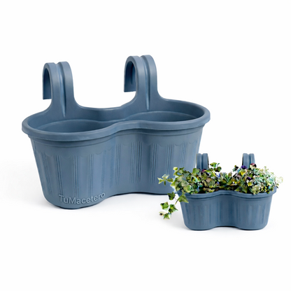 Jardinera Balcón Doble Curva Azul Grey