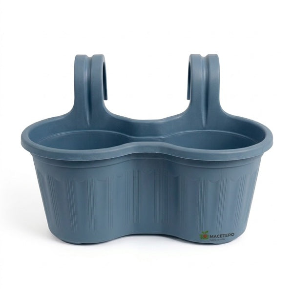 Jardinera Balcón Doble Curva Azul Grey