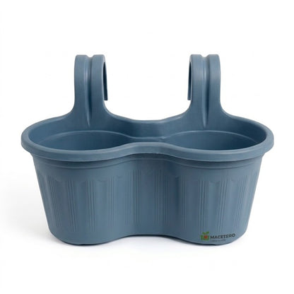 Jardinera Balcón Doble Curva Azul Grey