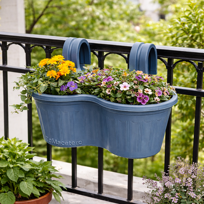 Jardinera Balcón Doble Curva Azul Grey