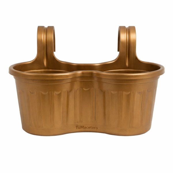 Jardinera Balcón Doble Curva Dorado Oscuro