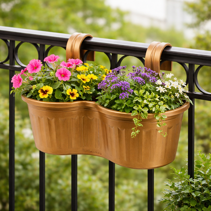 Jardinera Balcón Doble Curva Dorado Oscuro