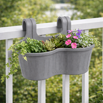 Jardinera Balcón Doble Curva Gris
