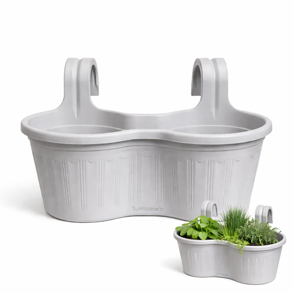 Jardinera Balcón Doble Curva Gris Perla