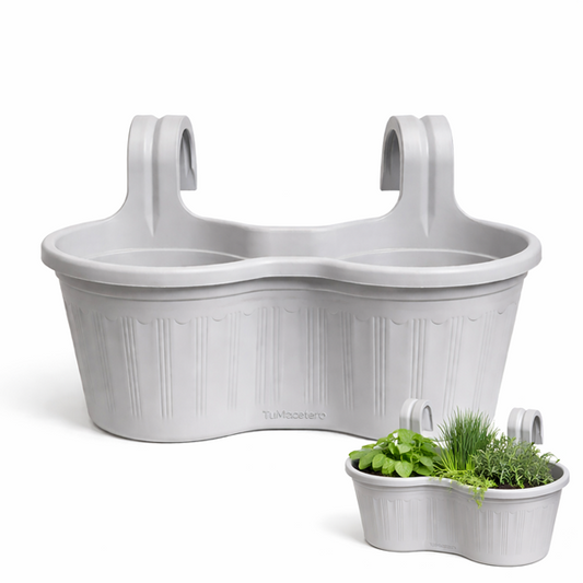 Jardinera Balcón Doble Curva Gris Perla
