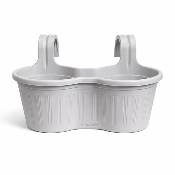 Jardinera Balcón Doble Curva Gris Perla