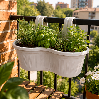 Jardinera Balcón Doble Curva Gris Perla