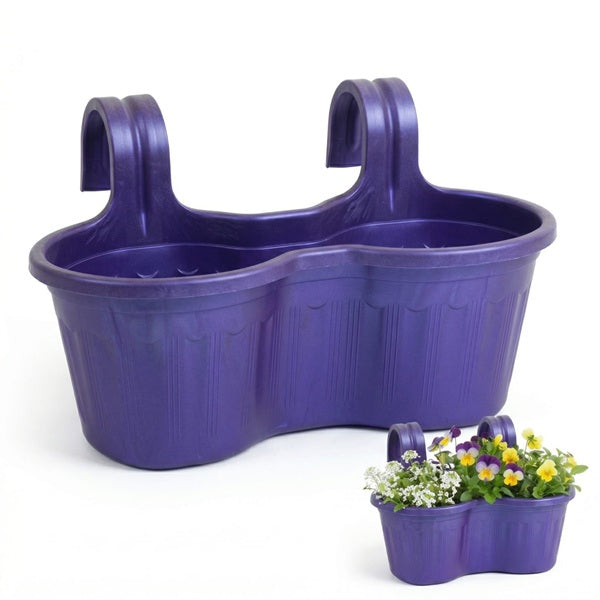 Jardinera Balcón Doble Curva Morada Metalizada