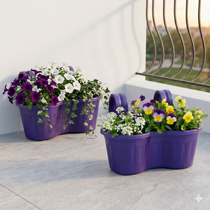 Jardinera Balcón Doble Curva Morada Metalizada