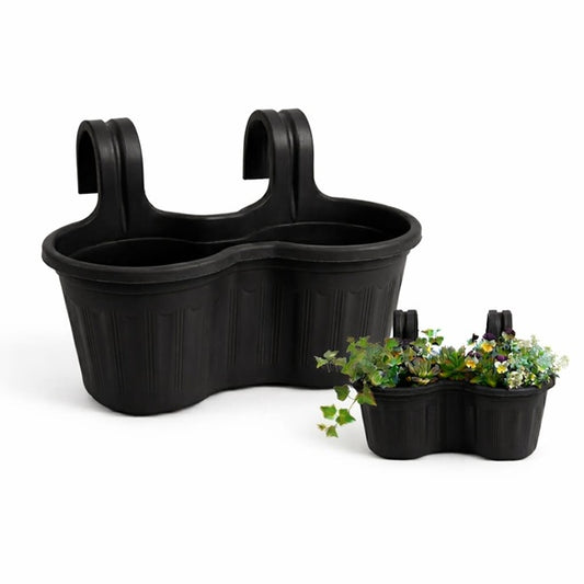 Jardinera Balcón Doble Curva Negra