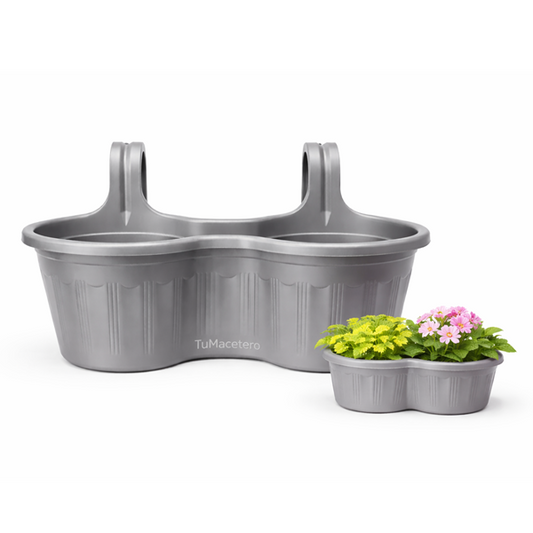 Jardinera Balcón Doble Curva Plata