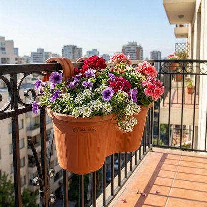 Jardinera Balcón Doble Curva Terracota