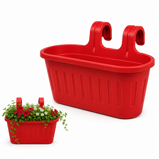 Jardinera Balcón Doble Rojo