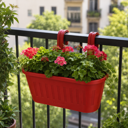 Jardinera Balcón Doble Rojo