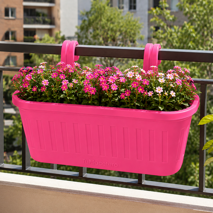 Jardinera Balcón Doble Rosa