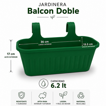 Jardinera Balcón Doble Verde