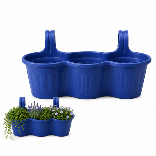 Jardinera Balcón Triple Azul