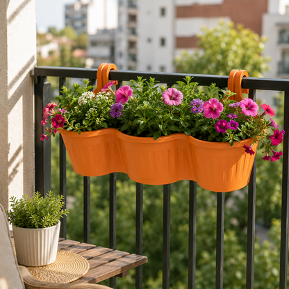 Jardinera Balcón Triple Naranja