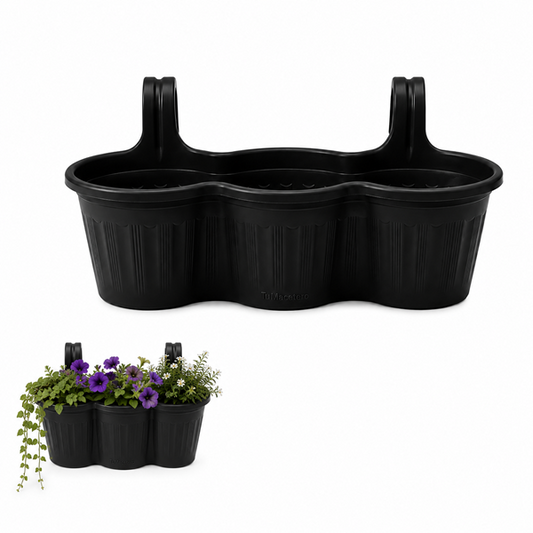 Jardinera Balcón Triple Negra
