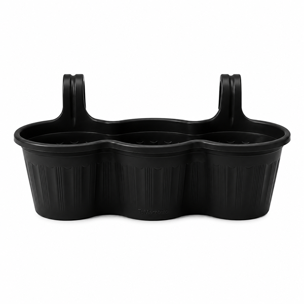 Jardinera Balcón Triple Negra