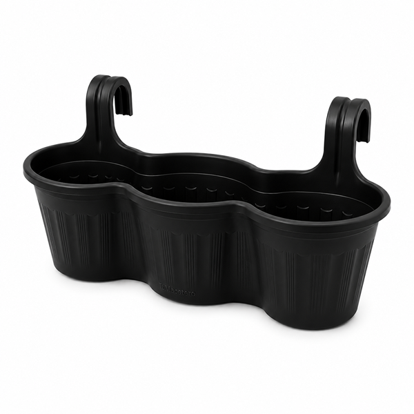 Jardinera Balcón Triple Negra