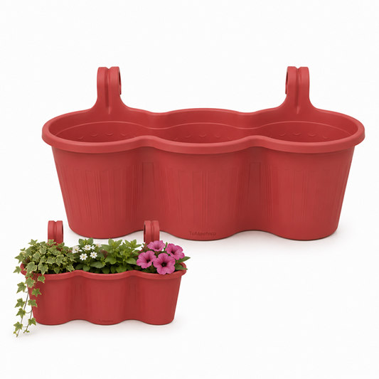 Jardinera Balcón Triple Roja