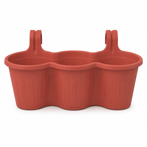 Jardinera Balcón Triple Roja