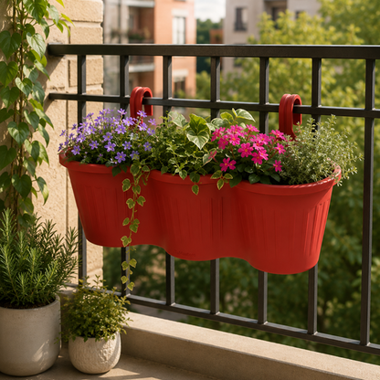 Jardinera Balcón Triple Roja