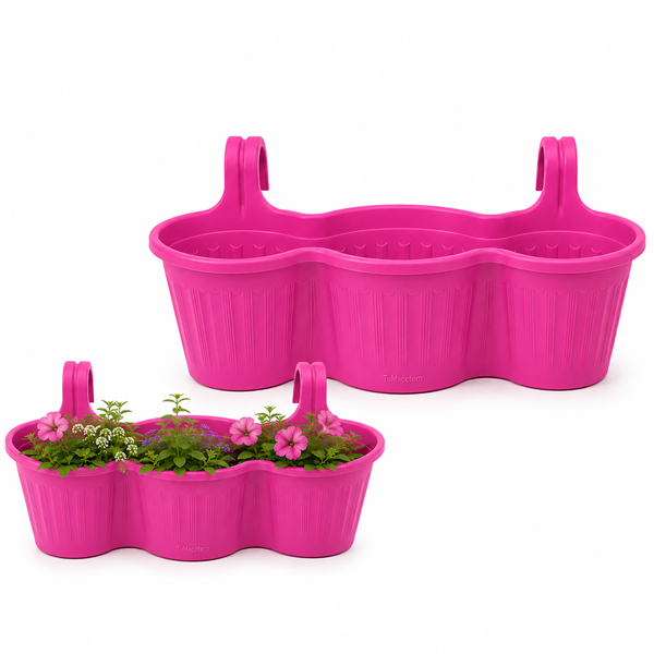 Jardinera Balcón Triple Rosa
