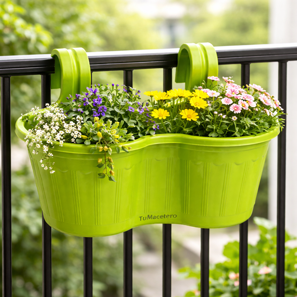 Jardinera Balcón Doble Curva Verde Lima