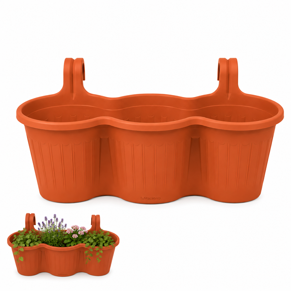 Jardinera Balcón Triple Terracota