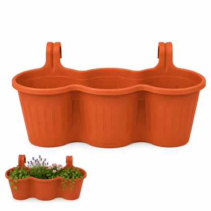 Jardinera Balcón Triple Terracota