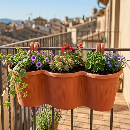 Jardinera Balcón Triple Terracota