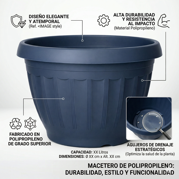 Macetero Redondo Acanalado 15 cm