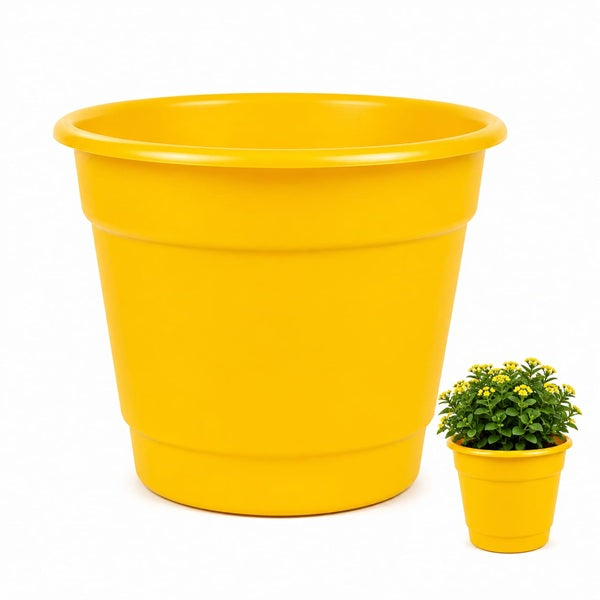Macetero Redondo Liso Amarillo