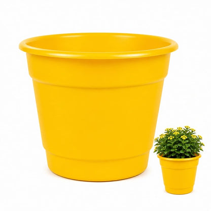 Macetero Redondo Liso Amarillo