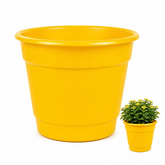 Macetero Redondo Liso Amarillo